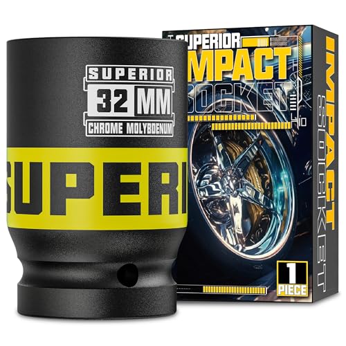 Image of 3 /4 inch Drive Impact Socket, 32 mm Deep Socket, Metric Axle Nut Socket, 6 Point, CR-MO, Automotive, Truck Maintenance, Heavy Equipment Repair