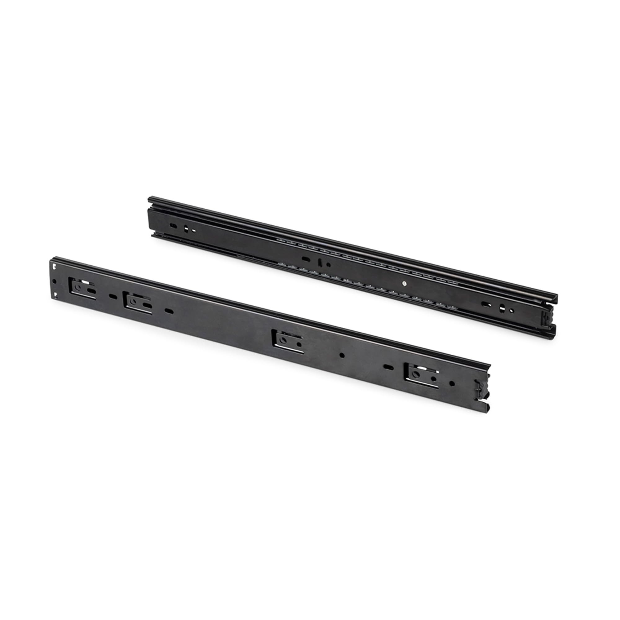 Emuca - Glissières pour tiroir avec roulement à billes 45mm x 400mm, Lot de 5 paires de coulisses à sortie totale, Noir