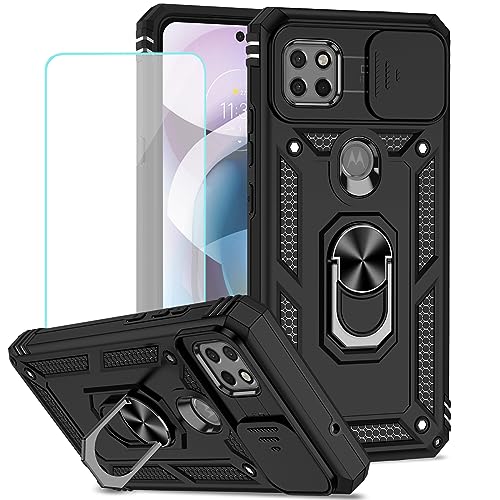 Coque Moto One 5G Ace et Motorola G 5G 2021 avec verre trempé et support bague