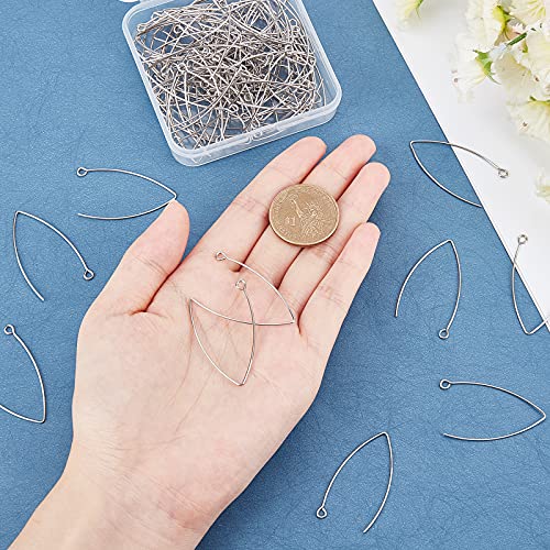 UNICRAFTALE about 100pcs V-shape Earring Hooks Stainless Steel Earring Wire Fish Hooks Metal Earring Wires with Hole for DIY Jewelry Making Stainless Steel Color 41mm Long - Image 2
