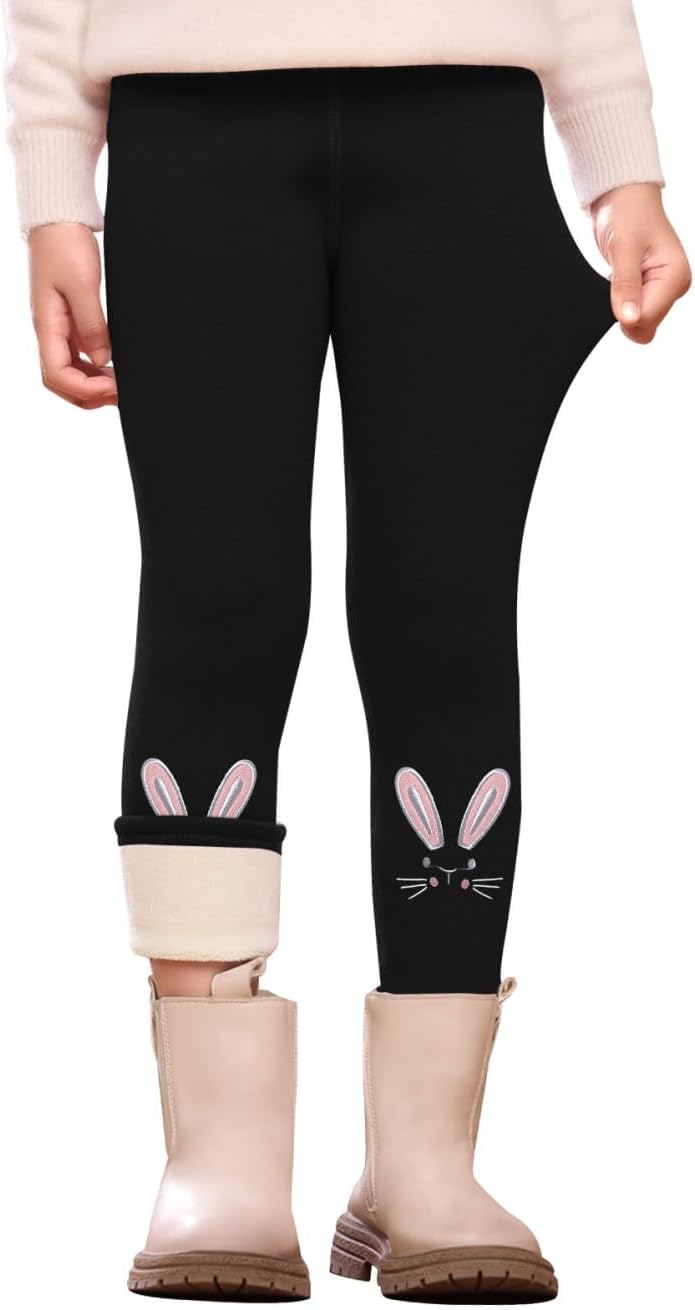 JinBei Thermoleggings voor meisjes met fleece Winter thermoleggings voor kinderen Gevoerde legging Thermobroek Zacht Sportleggings Dikkere warme lange broek Effen kleur Donkerblauw, maat 128-134
