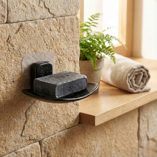 Image of Wall Mounted Soap Dish Holder with Drainage, Self-Adhesive, Multicolour, Rectangular, Plastic, 15x10 cm, Pack of 3