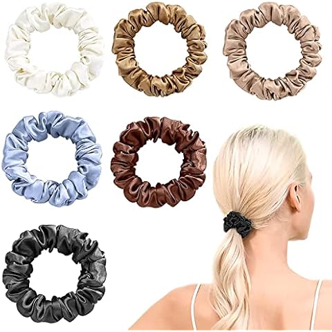 6 Stücke Stoff Haargummis, 6 Farben Haargummis Seide Scrunchies, Elastische Haarbänder Pferdeschwanz, Haarschmuck Haarseil für Mädchen Damen Cover
