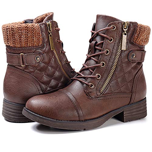 STQ Women’s Combat Boots Lace up Ankle Booties