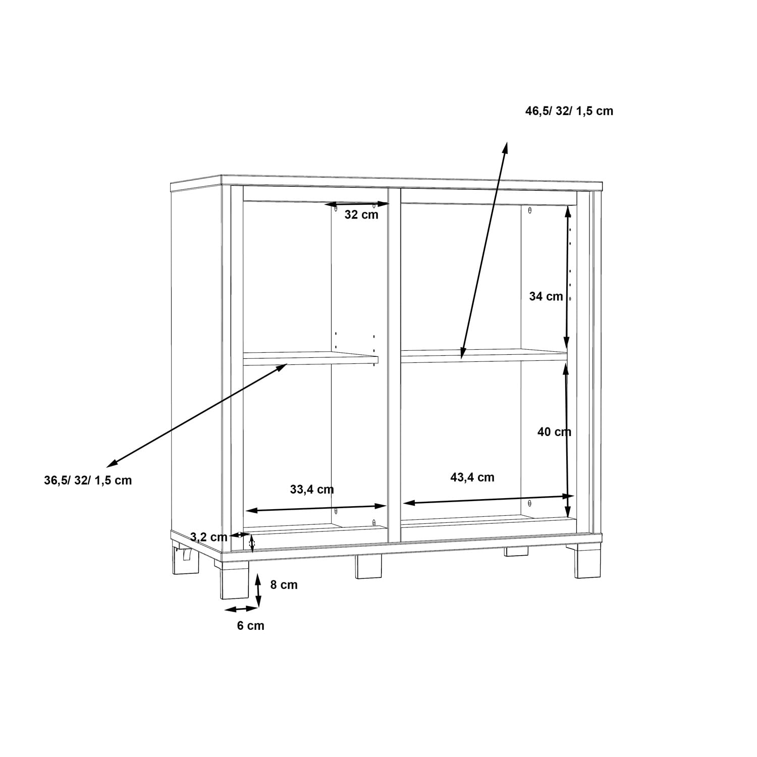 Forte TRONDHEIM Kommode 2 Türen, Holzwerkstoff, Artisan Eiche/Schwarz Eiche, B x H x T: 91,4 x 91,2 x 41,5 cm