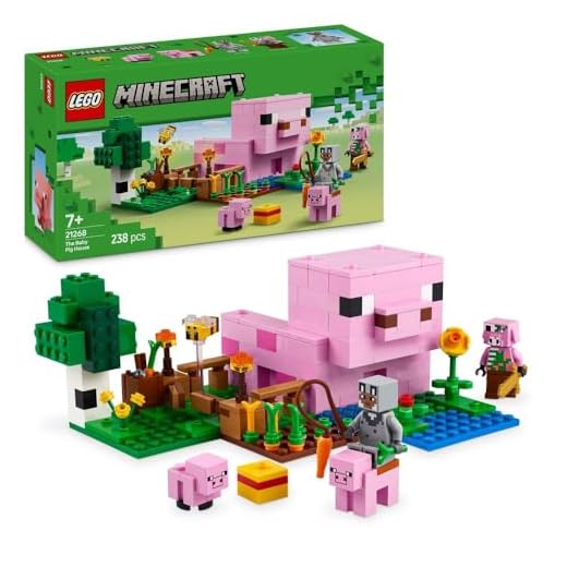 LEGO Minecraft La Maison de Porcelet - Jeu de Construction pour Fille dès 7 Ans passionnées du Jeu vidéo - Inclut Un Piglin zombifié dans Le biome de la forêt - Idée de Cadeau d'anniversaire 21268