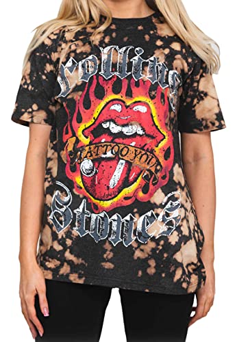 Rolling Stones The T Shirt Tattoo Flames Logo Nouveau Officiel Dip Dye Gris - Les Beatles, Paul McCartney, John Lennon, RIngo Starr, George Harrison Rolling Stones The T Shirt Tattoo Flames Logo Nouveau Officiel Dip Dye Gris – Image 3