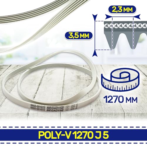 Keilriemen Waschmaschine Poly-V 1270 J 5 mit dem Originalcode 6602001072 6602001497 C00194425 für Indesit für Whirlpool für Samsung - MADE IN ITALY - Garantie 10 Jahre - MONTERAL