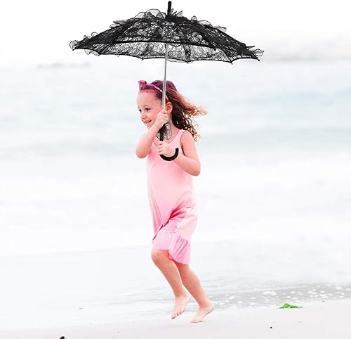 Miniatura 2 de A sixx Sombrilla de encaje, sombrilla de algodón de encaje nupcial para bodas, fiestas, baile, fotografía, paraguas de encaje, paraguas de boda para