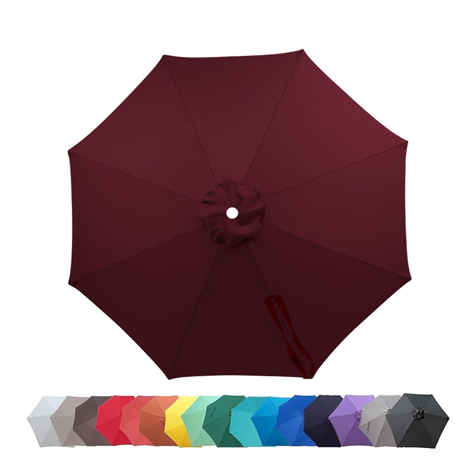 Zapasowy parasol ogrodowy z baldachimem Wodoodporna osłona przeciwsłoneczna(Burgundy,2.5m/8.2ft-6ribs)