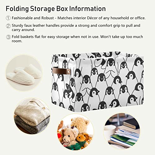 Penguin Storage Basket Toy Nursery Bins Collapsible Canvas Laundry Hamper With Handles For Home Living Room Bedroom Closet Toys Organizer 2 Pcs #TOP4