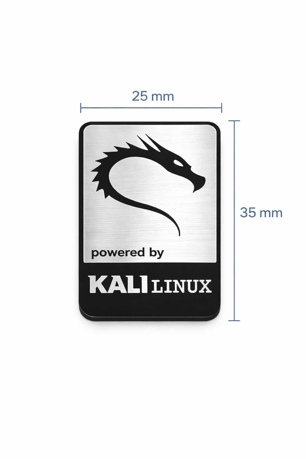 Kali Linux Sticker, 35 mm x 25 mm x 0.9 mm, Silver + Black