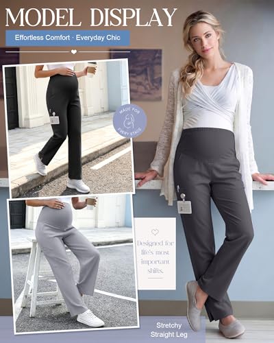 Image of Xaatren 3 Pack Women's Maternity Scrub Pants with 6 Pockets