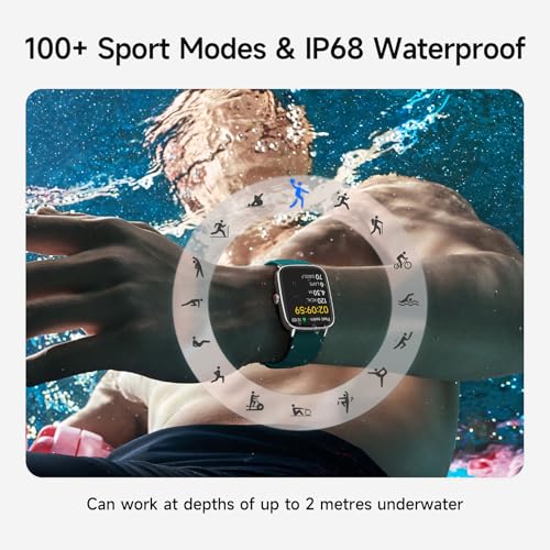 Image of Smart Watch for Men Women, 1.85 inch HD Smartwatch Compatible iPhone /Samsung /Android (Answer /Make Calls), 100+ Sport Modes Fitness Tracker with Heart Rate /Sleep /Step Monitor, IP68 Waterproof, 2 Bands
