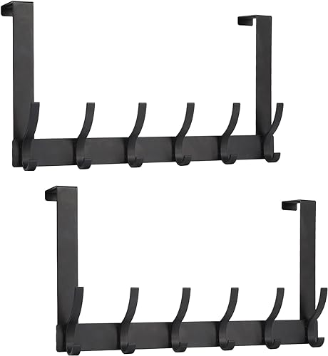 Vista 13 de Ganchos para colgar sobre la puerta, perchero para baño con 12 ganchos para colgar ropa, abrigos, toallas, se adapta a puertas de 1 3/4 pulgadas