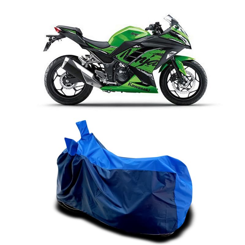 Image of DUFFEL-Two Wheeler Bike Body Cover Compatible for Kawas Ninja 300 Bs6 Heat Protectio /UV-Rays /Birds Dropping /DustProof /Waterproof All Variants [Nevay Blue]