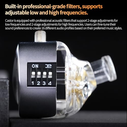 Image of KZ Castor in ear Monitor, Harman Bass Edition IEM with Dual Dynamic Drivers, Tunable Sound Wired Headphones Gaming Earbuds with 4-Level Adjusting Switch, Noise-isolating (Heavy Bass Version, With Mic)