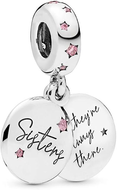 FGT Forever Sisters Dangle Charm for Bracelets Necklaces Pendants Pink Star Sterling Silver Gift for Women Girls Bestfriend BFF Family Mum Birthday Anniversary Mothers Day