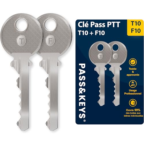 Clés Pass PTT T10 + F10 pour serrure boîte aux lettres et entrée d'immeuble