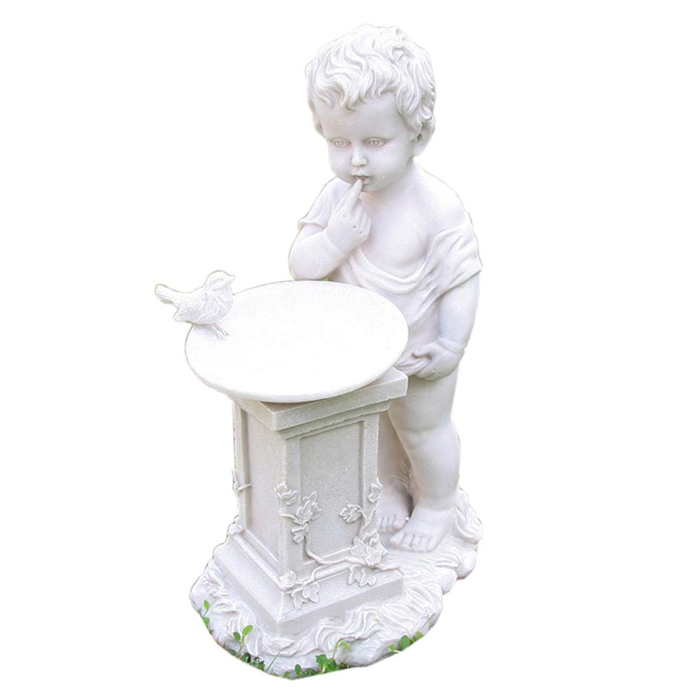 Zyh-hyz Garden Feeder Statue, Angel Cherub Bird Feeder Garden Statue Resin Garden Art Ornaments