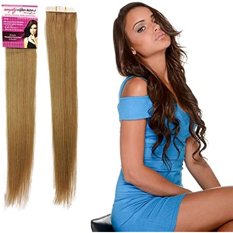Simply Extensions Remy Double Sided Tape in Hair Extensions Human Hair 21 inch 5pc 45g/pk Seamless Skin Weft Remy Color: 6A/22 Ash/Blonde - Silky Straight Cover