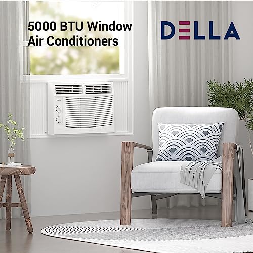 Della 5000 Btu Air Conditioner Window Unit 115V/60Hz, Mechanical Controls, Whisper Quiet Operation, With Easy Install Kit, Cools 100-150 Sq.ft 2023 Updated #TOP4