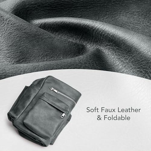 Image of KALIDI Tote Bag Vegan Leather Women Pocket Utility Bag Faux Leather Shoulder Travel Purse Vintage Handbag for Work