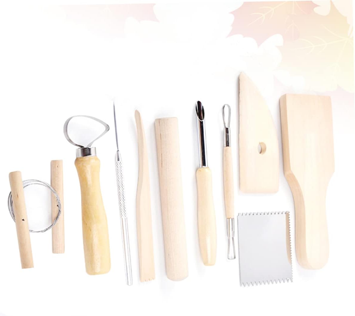 Beatifufu 10-Piece Wood Handle Stainless Steel Clay Tools Clay Craft Accessory Set for Clay Sculpture