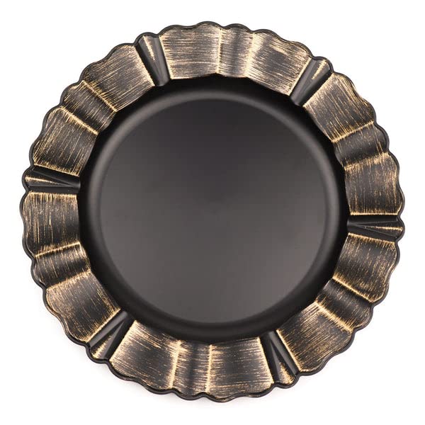 Set de 6 platos cargadores redondos negros 13 pulg miniatura 7