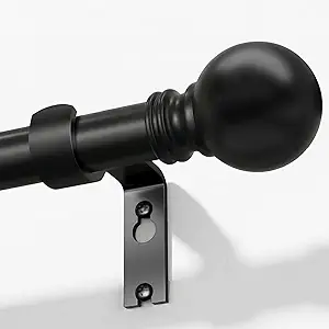 Black Curtain Rods for Windows 72 to 144 Inch, 1