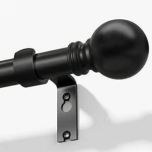 Black Curtain Rods for Windows 72 to 144 Inch, 1