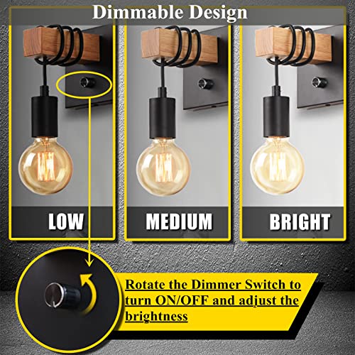 Lightess Black Wall Sconces Dimmable, Edison Wall Light With On/Off Dimmer Switch, 1-Light Industrial Farmhouse Wall Lamp For Barn Kitchen, Living Room, Lg9928784 #TOP1