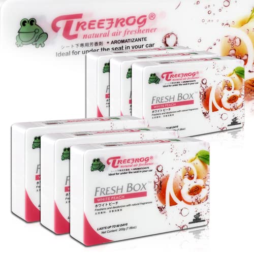 HK5 6 Pack White Peach Tree Frog Natural Extreme Car Scent Air Freshener Fresh Box HK5 6 Pack White Peach Tree Frog Natural Extreme Car Scent Air Freshener Fresh Box