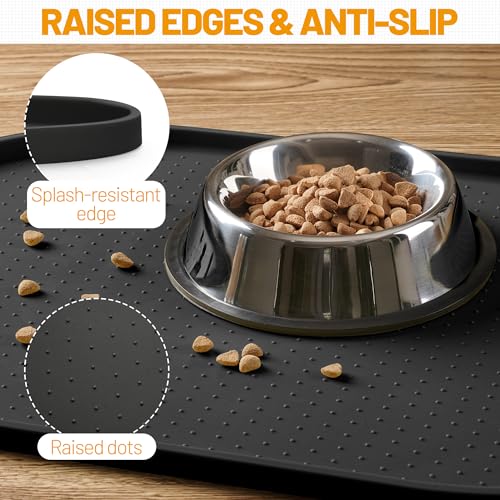 Tapis de nourriture Hubulk noir pour coin repas propre du chien - 4
