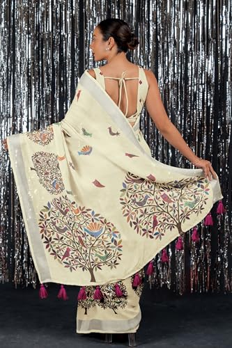 Image of MIRCHI FASHION Saree for Woman Cotton Blend Printed | Traditional Ethnic Sari for Ceremonial Use and Farewell with Blouse Piece