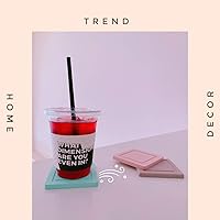 Vista 4 de Paquete de 2 posavasos de diatomita, posavasos de absorción rápida de agua, soporte para vasos de diatomeas autosecado, bandeja para plantas Rosa