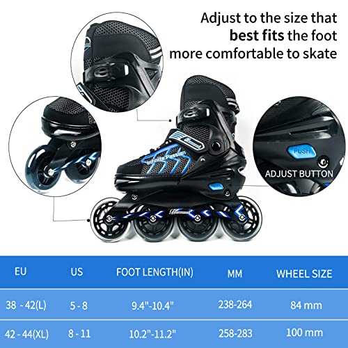 Image of MammyGol Adjustable Inline Skates for Adults and Teen, Safe and Durable Roller Skates with Giant Wheels,High Performance Skates for Girls and Boys 9-11US
