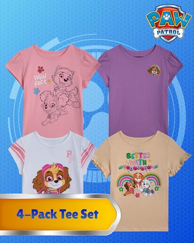 Nickelodeon Paw Patrol Skye Everest Liberty Girls Shirts - 4 Pack Short Sleeve Girls T Shirts for Toddlers & Little Girls2