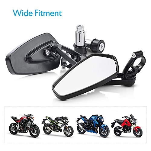 Mictuning Motorcycle Mirrors - Bar End Rear View Mirrors Compatible With Most Honda Grom, Yamaha, Kawasaki, Ducati, Suzuki And More #TOP4
