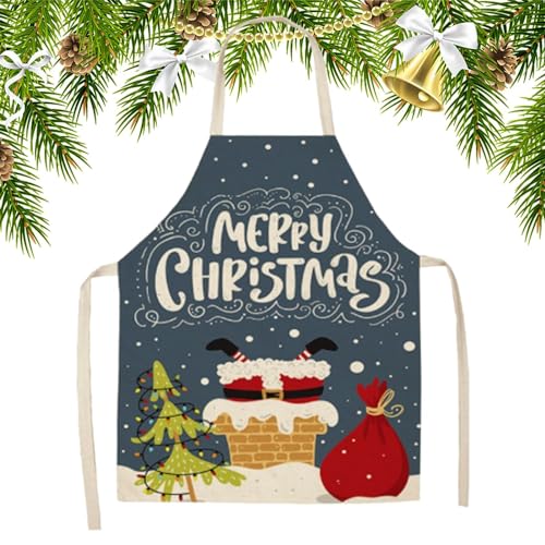 Avental de cozinha de Natal - Avental de cozinha ajustável para cozinhar | Avental de linho ajustáve