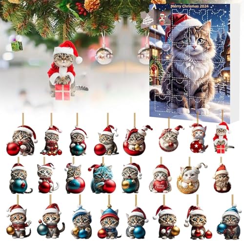 Weihnachtsbaum Katzen Anhänger, Katzen Adventskalender 2024, Acrylic...
