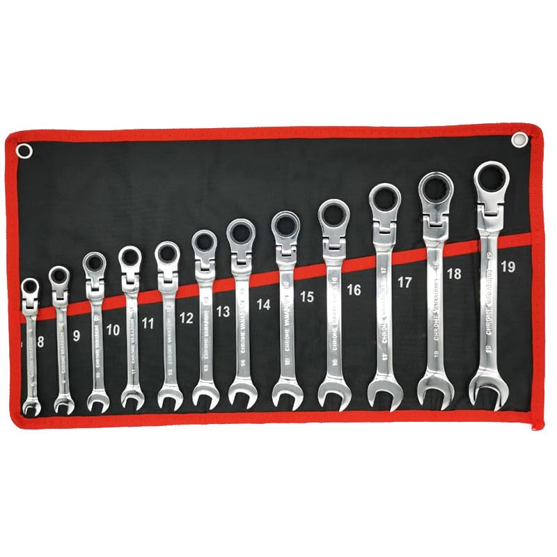 Cle Plate Jeu de clés à cliquet, ensemble d'outils de réparation de clés mixtes à cliquet Cle Cliquet(HD-14PCS)