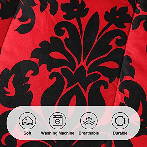 A Nice Night Boho Paisley Black Flower Soft Microfiber Comforter Set, Red Queen Modern Luxury Design Hotel Style All Season Comforter Set With Pillow Cases #TOP5