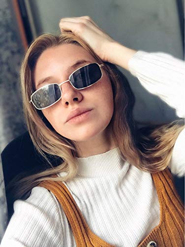 Women Men Small Narrow Square Sunglasses Vintage Tinted Colored Lens Eyewear3