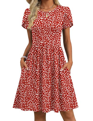 Zeagoo Mini Dresses for Women Short Sleeve Casual Floral Print A-Line Flowy Beach Sundress with...