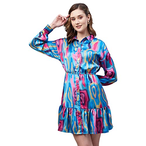 Image of Carlton London Women's Satin Fit and Flare Mini Dress