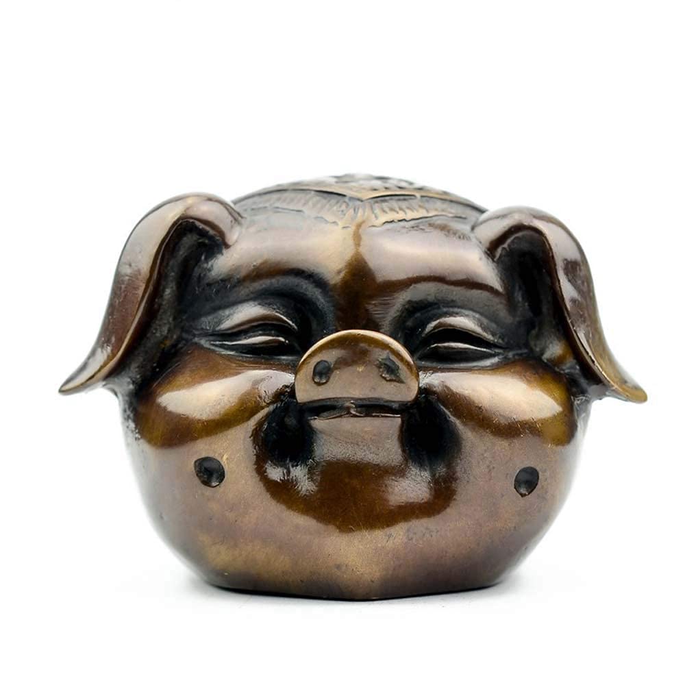 YNIYUJKL Feng Shui Ornaments Pure Brass Zodiac Pig Head Statues,Chinese Decor Figurine For Home And Office,Wealth And Good Luck Sculpture