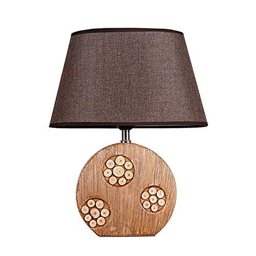 Preisvergleich Produktbild Giow Leinen Tischlampe Imitation Holzmaserung Keramik Tischlampe Moderne Persönlichkeit Schlafzimmer Nachttischlampe Nordischen Einfachen Stil Arbeitszimmer Schlafzimmer Büro Schreibtisch Light \
