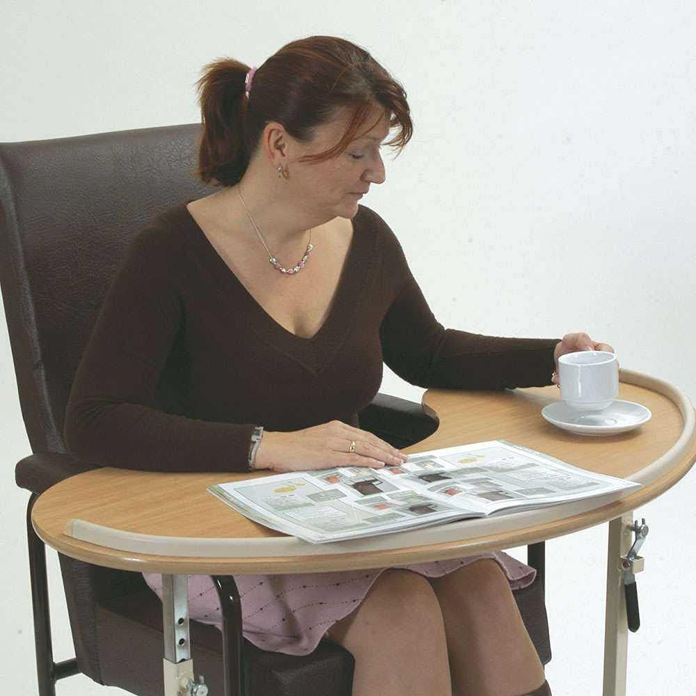NRS Healthcare Kidney Shaped Overbed Chair Table, Beech Effect, Flatpacked : Health & Household