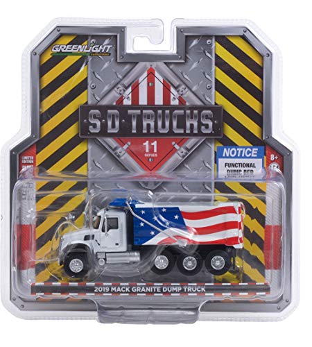 Greenlight 45110-C S.D. Trucks Series 11-2019 Mack Granite Dump Truck - Red, White and Blue 1:64 Scale